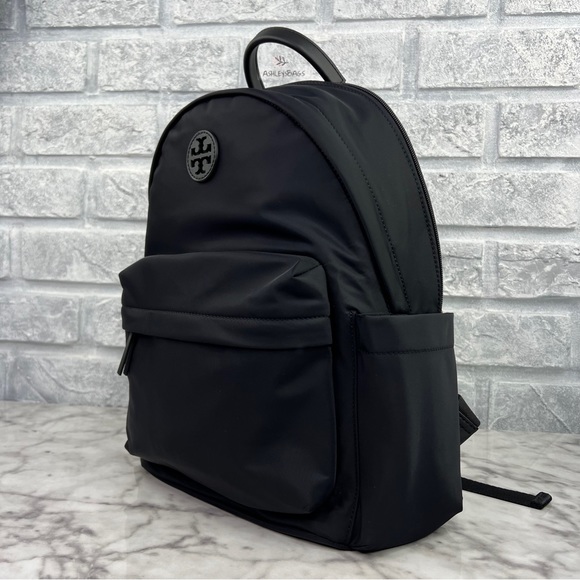 Tory Burch Ella Nylon Backpack In Black - Picture 4 of 13
